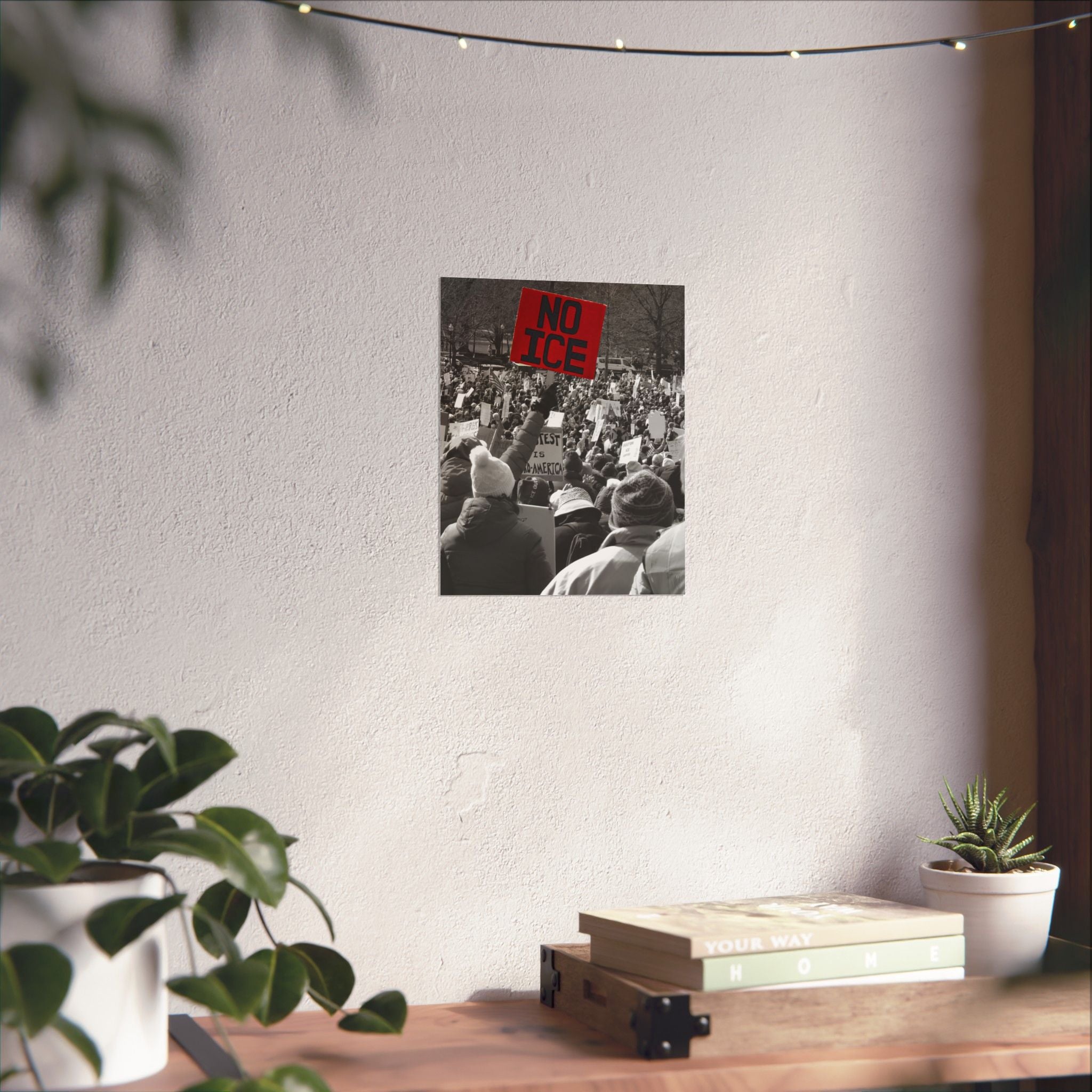 NO ICE Above the Crowd — Vertical Matte Humanitarian Poster