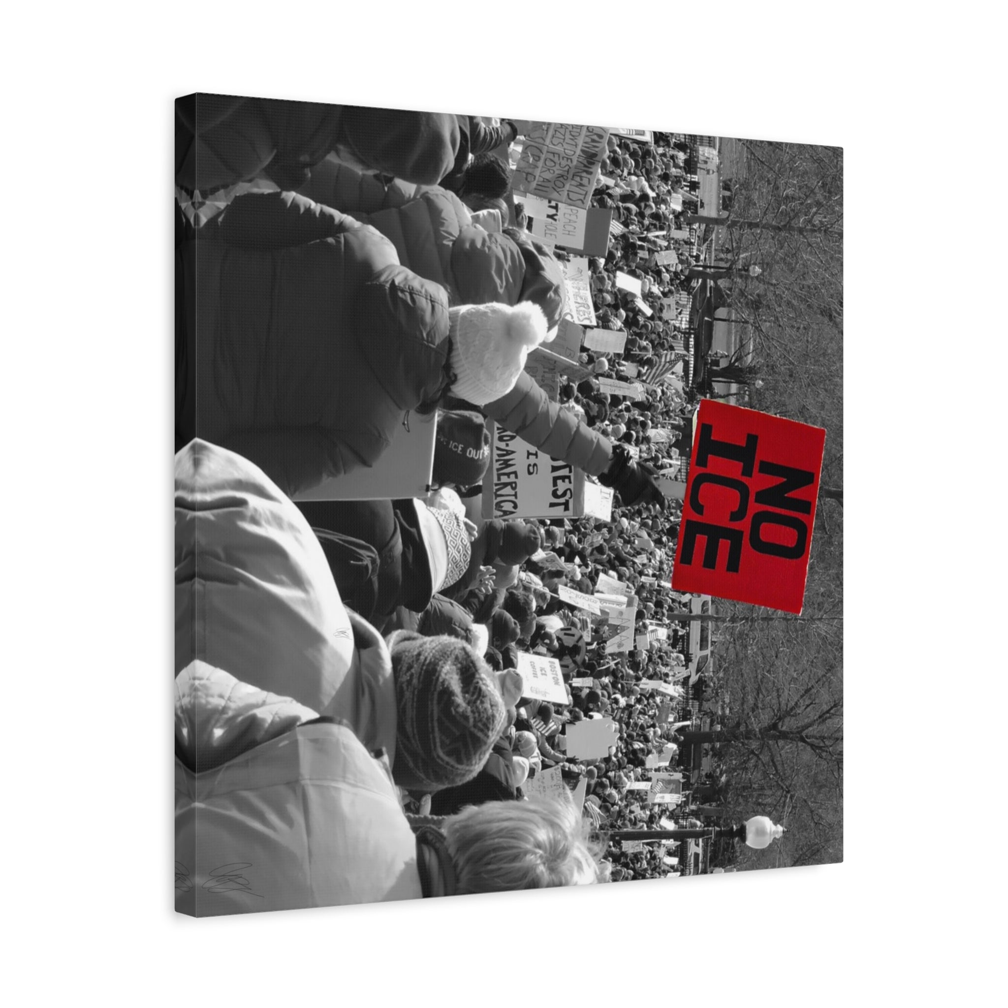 NO ICE Rising Above the Crowd — Matte Humanitarian Canvas