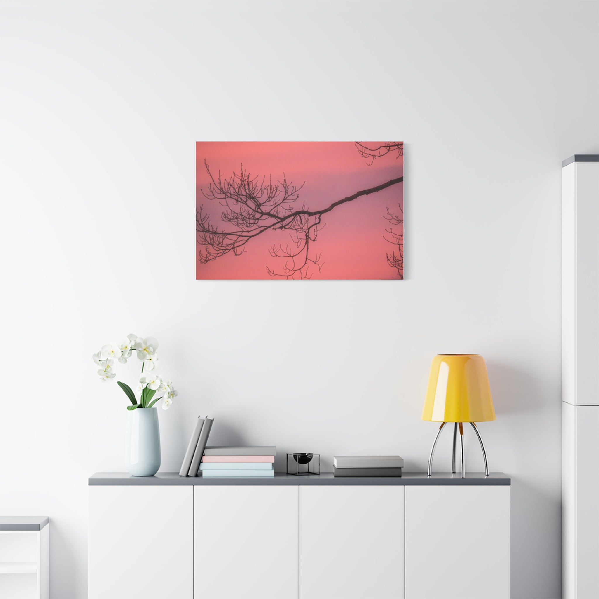 Pink Sunset Tree Canvas Print — Matte Stretched Wall Art