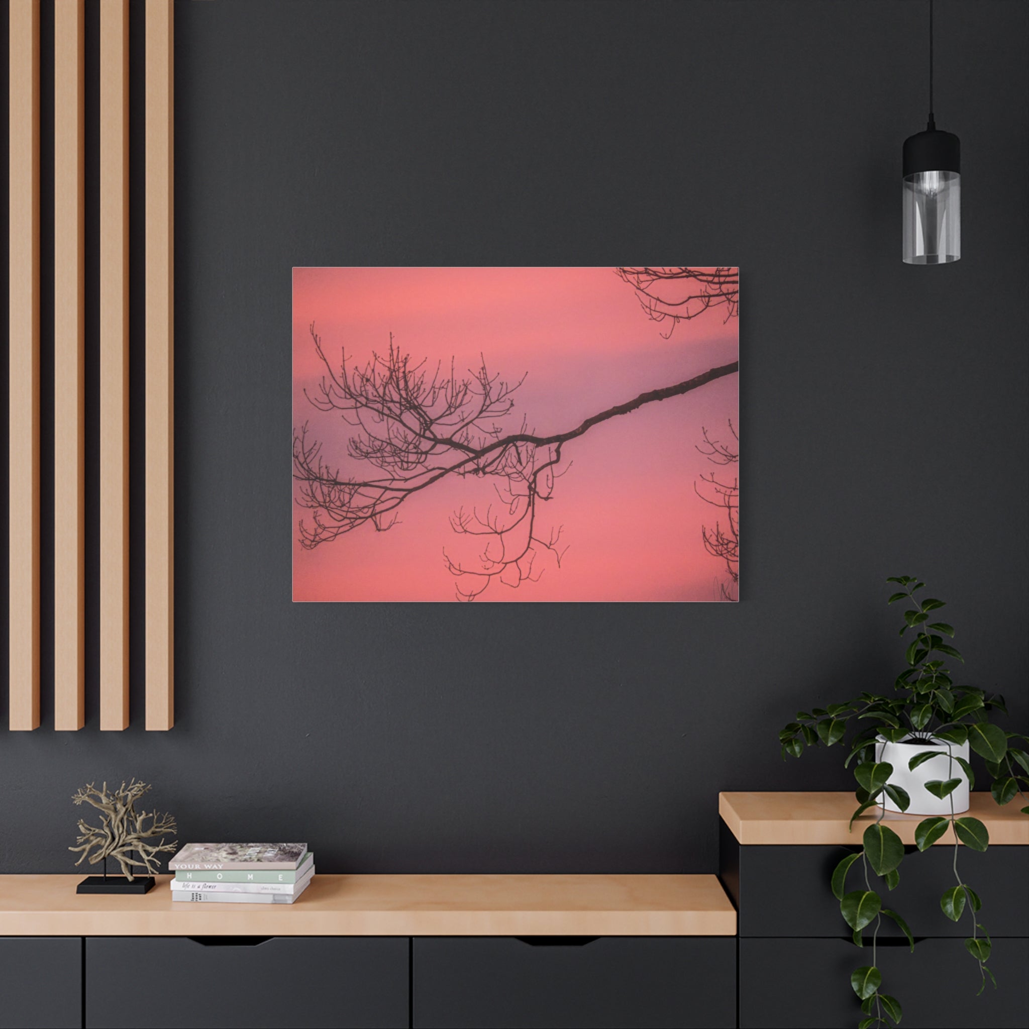 Pink Sunset Tree Canvas Print — Matte Stretched Wall Art