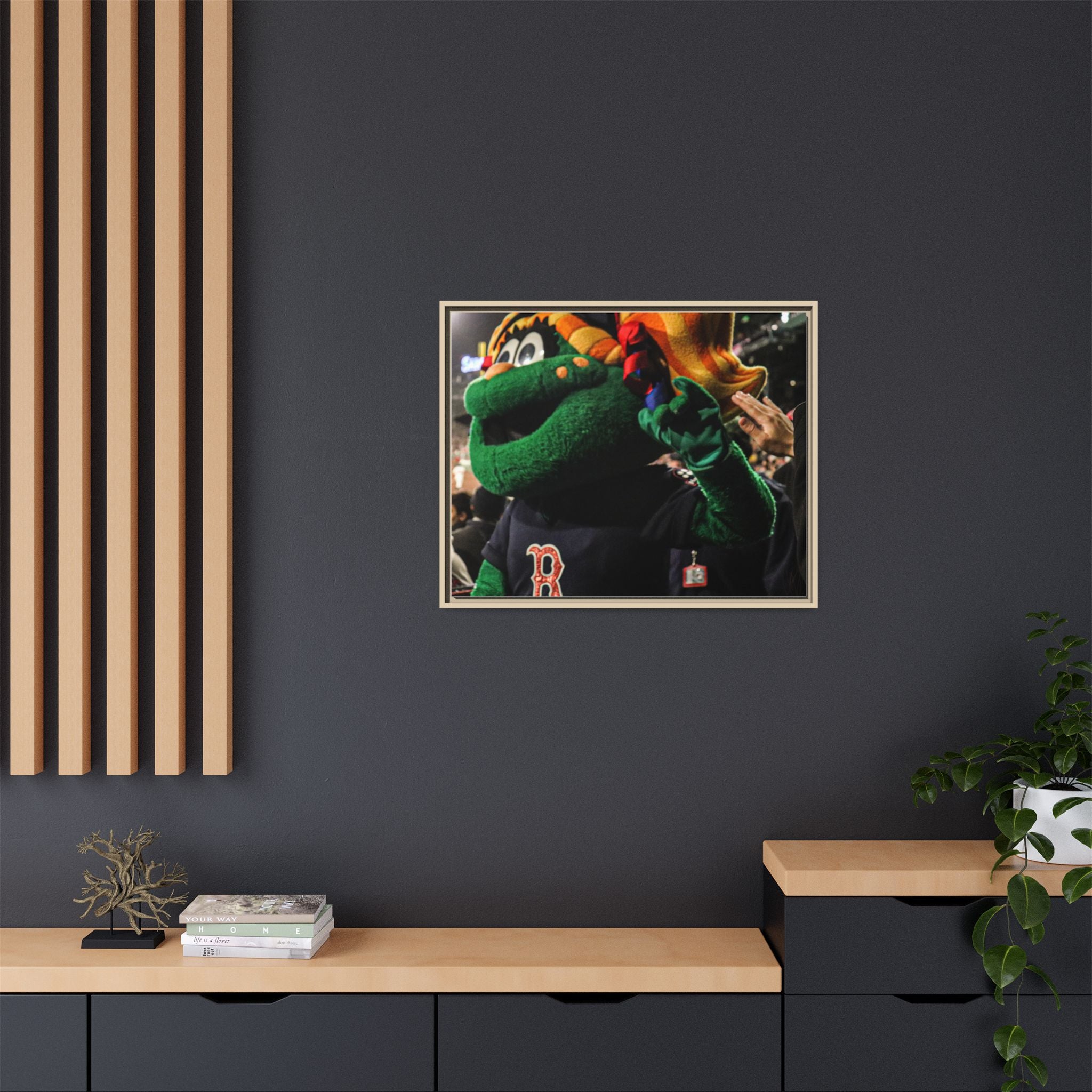 Tessie Boston Mascot Framed Matte Canvas Wall Art
