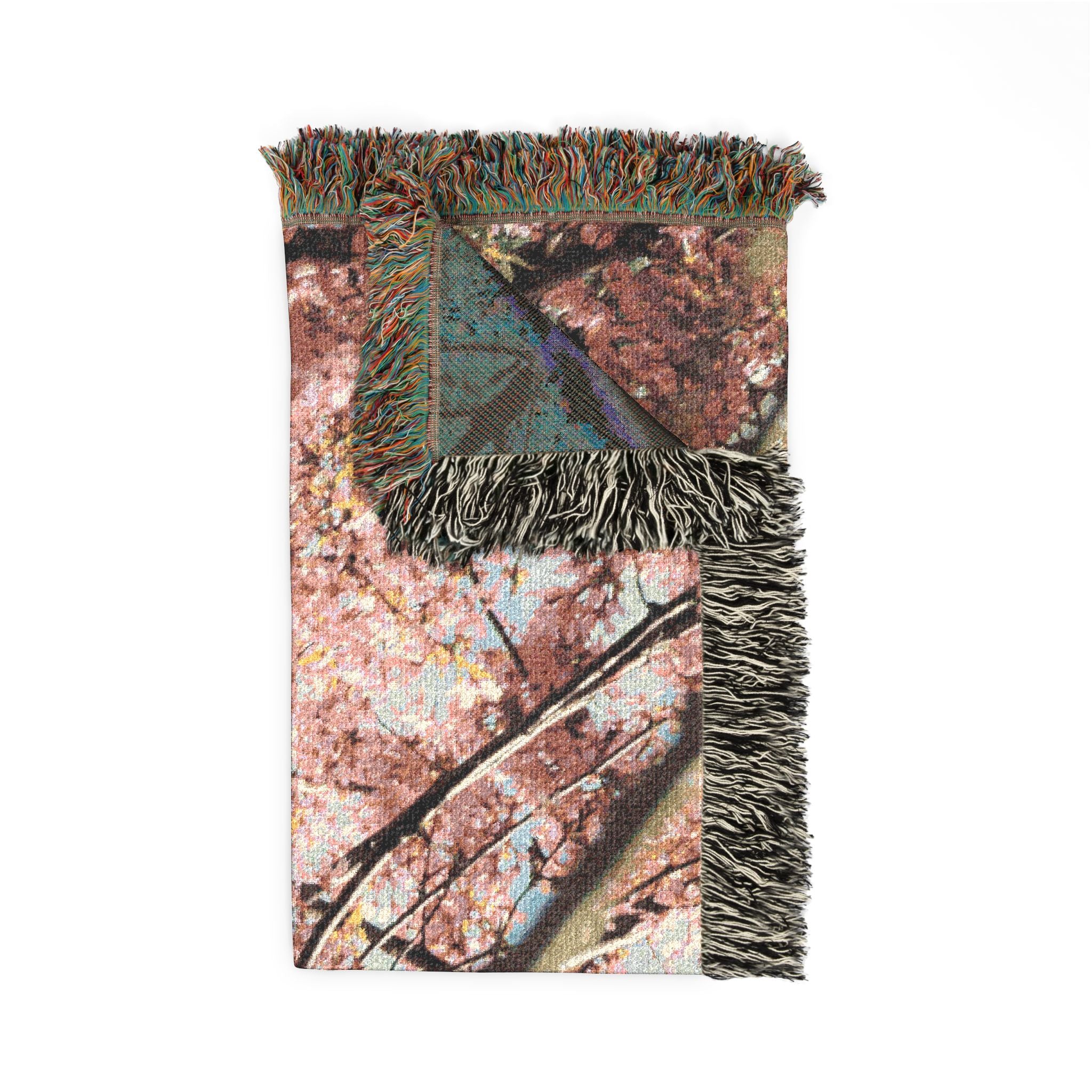 Cherry Blossom Woven Blanket — Floral Tree Branch Throw for Home Decor & Gifts