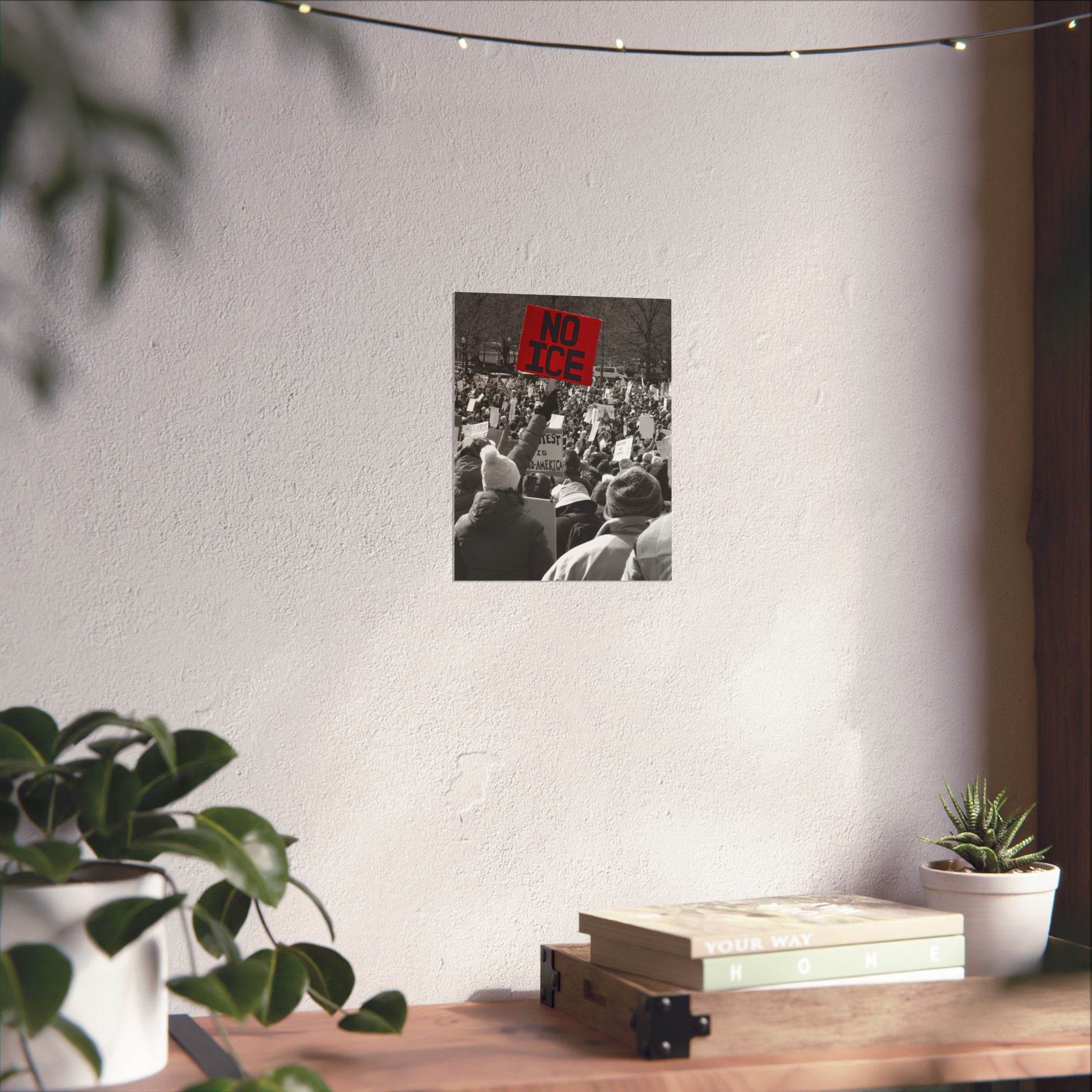 NO ICE Above the Crowd — Vertical Matte Humanitarian Poster